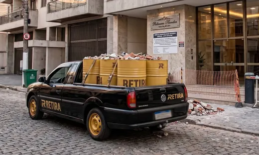 Utilitário da Retira Leve carregado, com adesivo